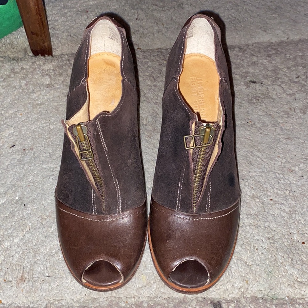 Timberland Brown Peep Toe Shooties